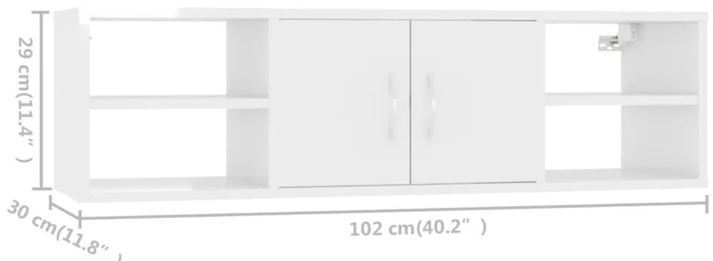 Estante de parede derivados de madeira branco brilhante