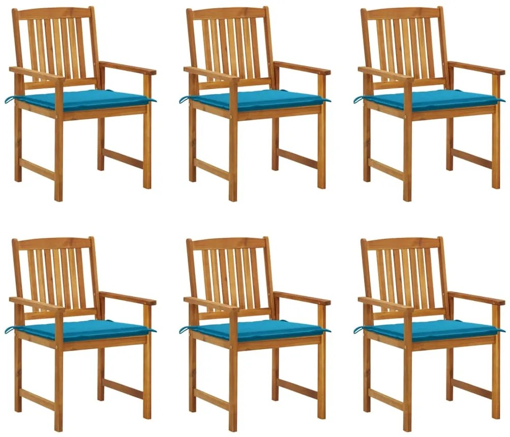 Cadeiras de jardim com almofadões 6 pcs acácia maciça