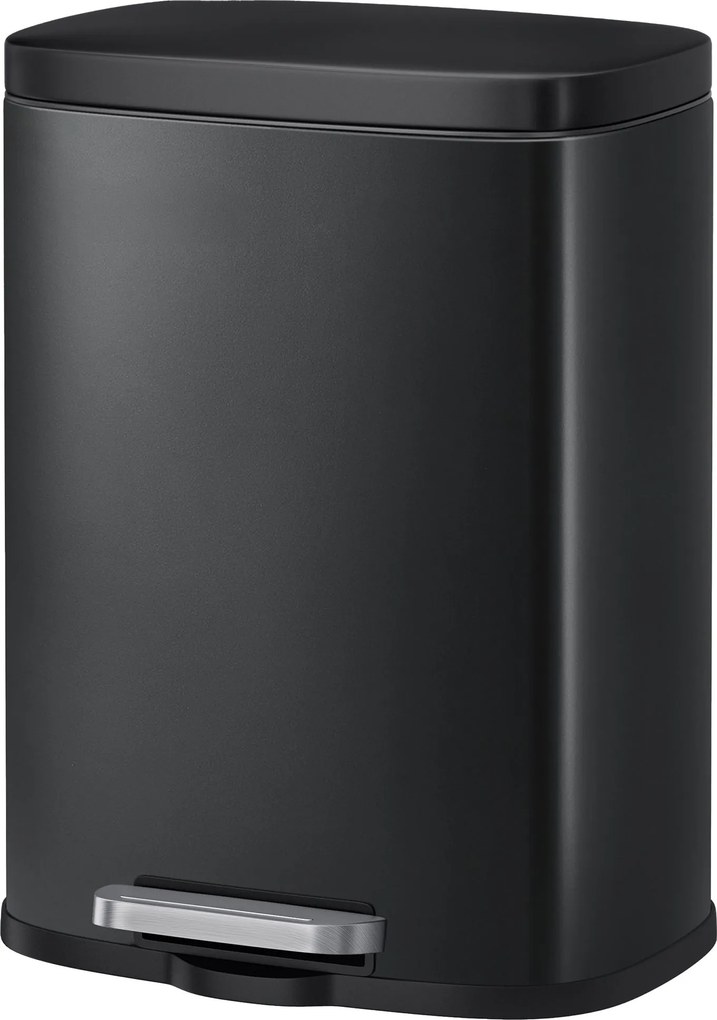 Caixote do lixo de 12 L, com pedal, com cesto interior e fecho suave 38,4 x 28,6 x 25,2 cm preto