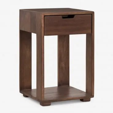 Mesa De Cabeceira Quadrada 35x35 Cm Em Madeira Leduc Madeira De Cabo Escuro - Sklum