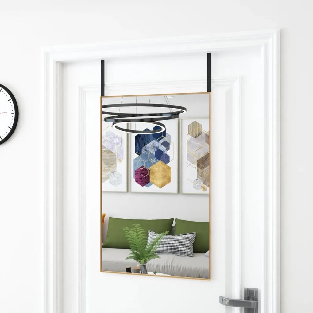 vidaXL Espelho para porta 50x80 cm vidro e alumínio dourado
