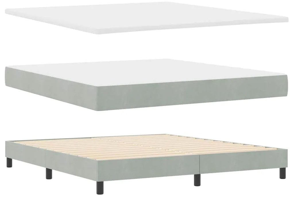 Cama Box Spring vidaXL com Colchão e Luz LED Cinzento Claro 180x200 cm