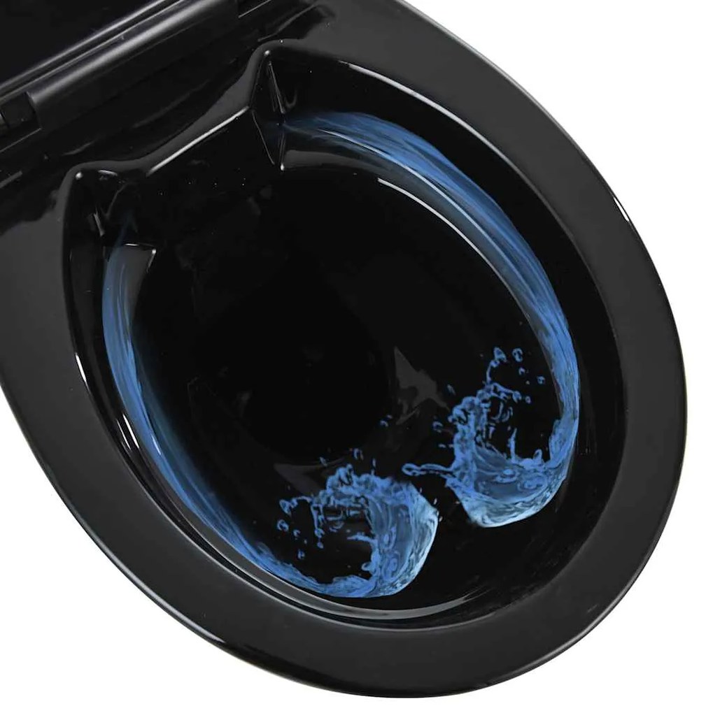 Sanita sem rebordo 7 cm altura extra fecho suave cerâmica preto