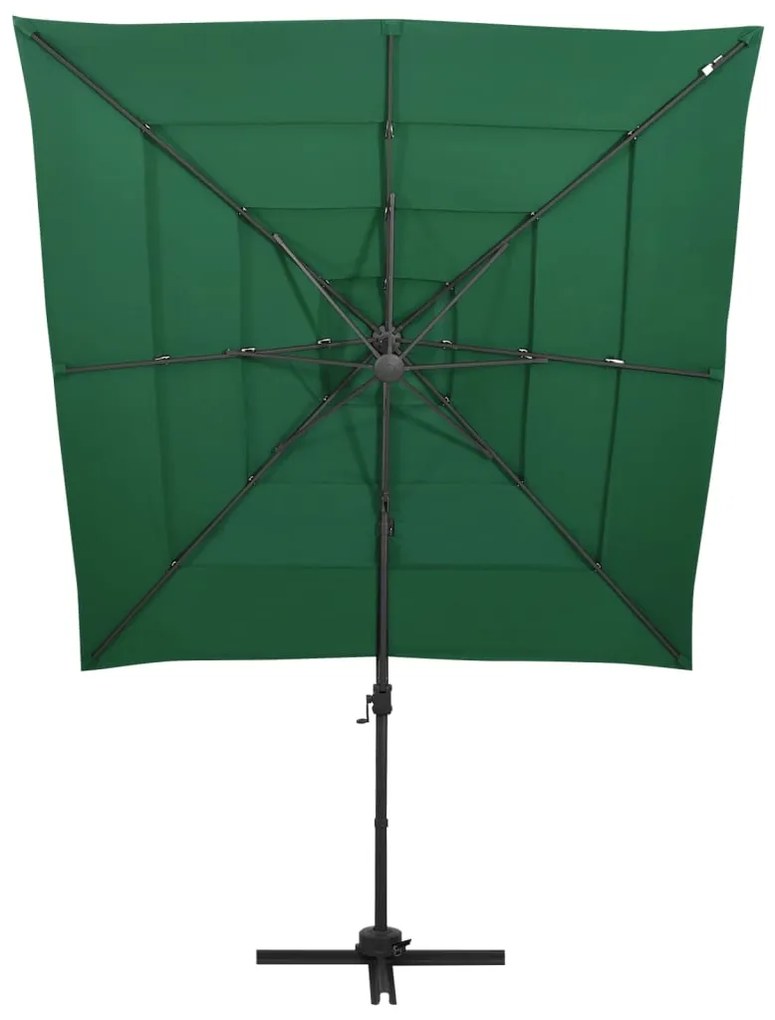 Guarda-sol de jardim com poste de alumínio 250x250 cm verde