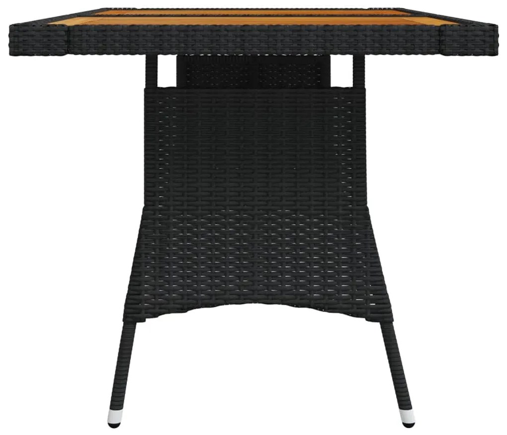 Mesa de jardim 130x70x72 cm vime PE e acácia maciça preto