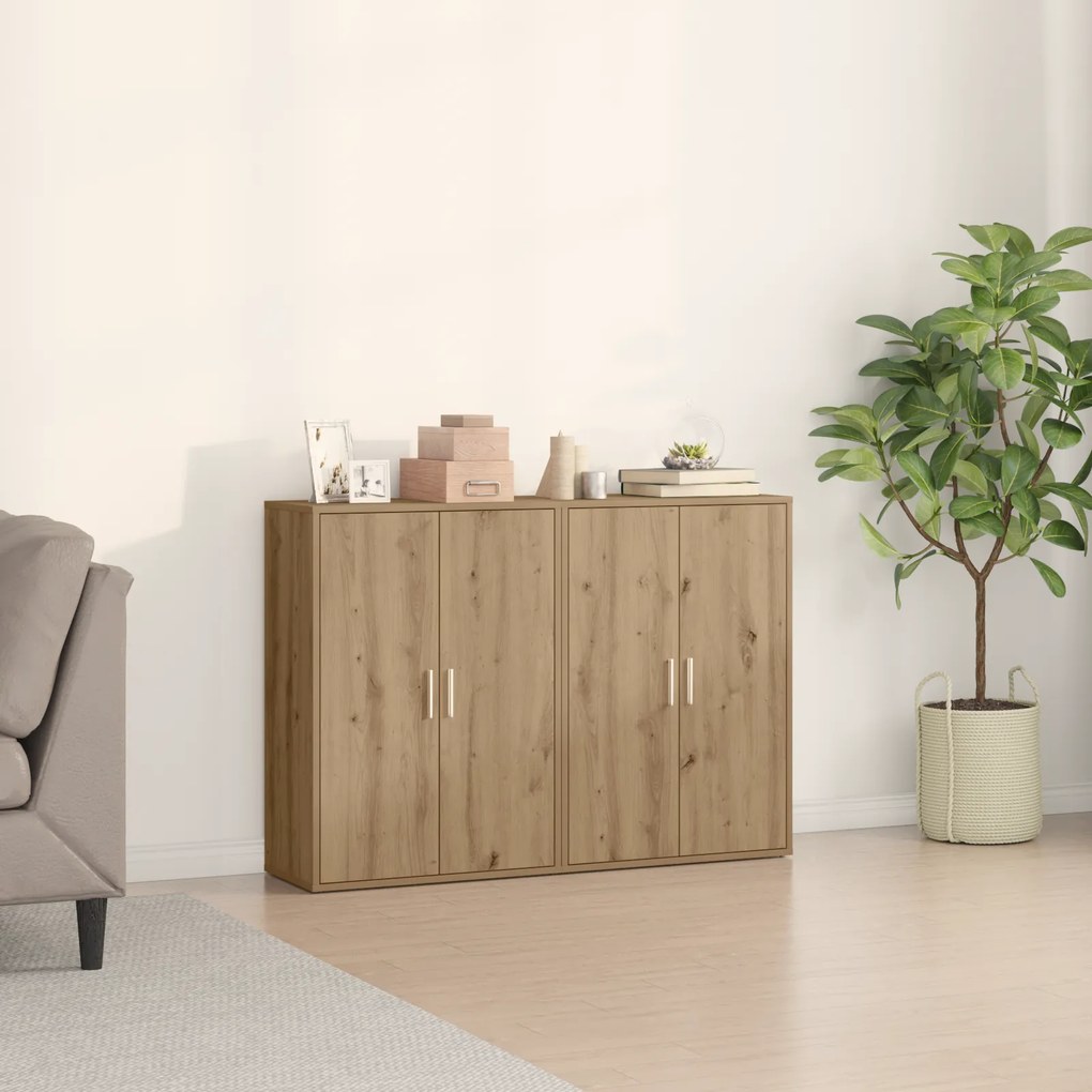 vidaXL Sideboards 2 pcs Carvalho Artesanal 60x31x84 cm Madeira de Engenharia