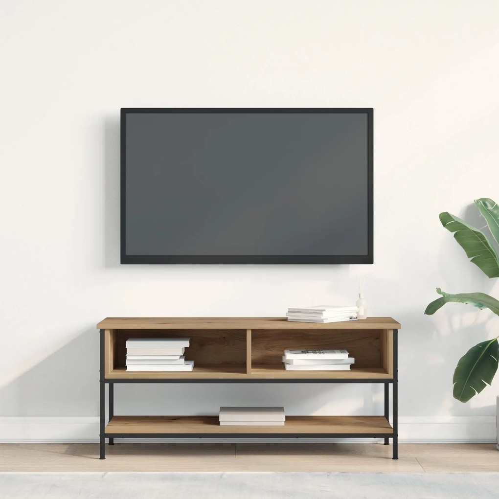 Estante de TV vidaXL Carvalho Artisan 100x35x45 cm Madeira e Aço