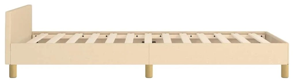 Estrutura cama c/ cabeceira sem colchão tecido 90x200 cm creme