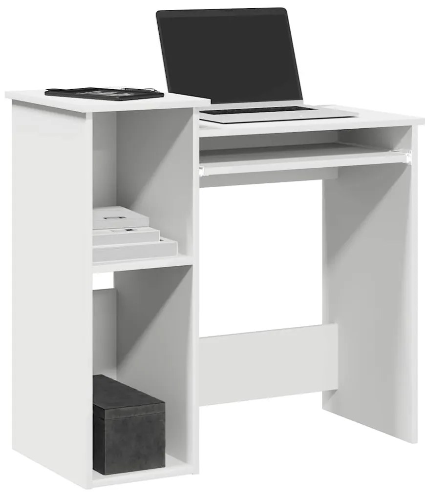 vidaXL Secretária com prateleiras 84x40x78 cm contraplacado branco