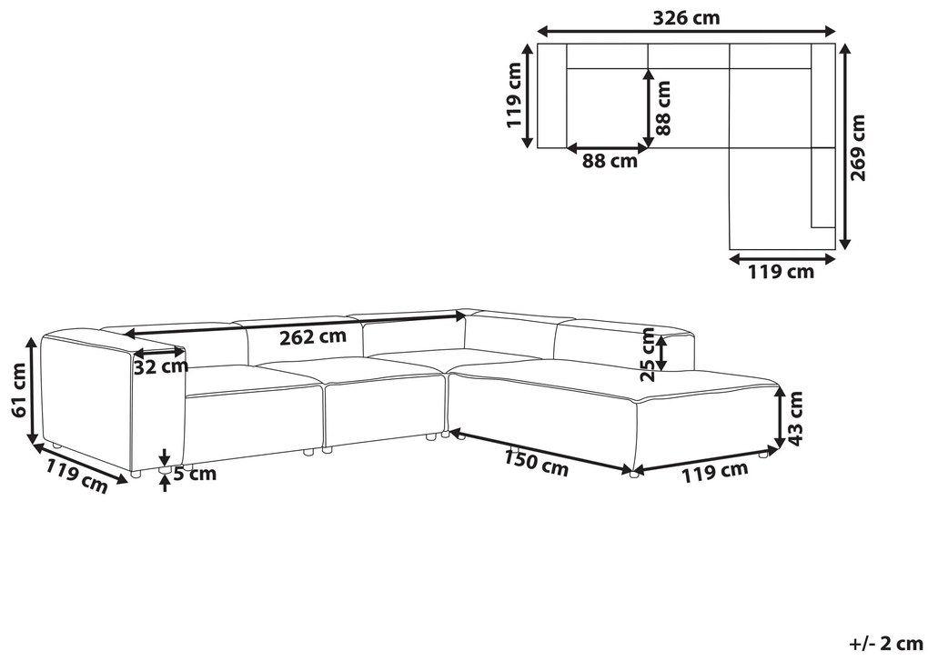 Sofá de canto modular 4 lugares em tecido bouclé branco à esquerda APRICA Beliani