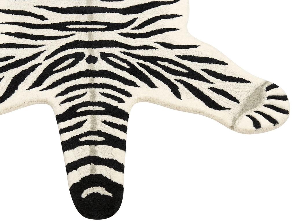 Tapete para crianças em lã preta e branca impressão de tigre 100 x 160 cm SHERE Beliani