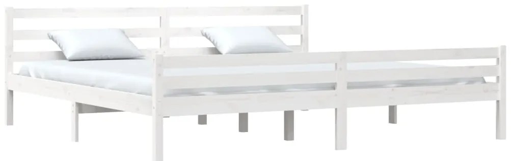 Estrutura de cama super king pinho maciço 180x200 cm branco