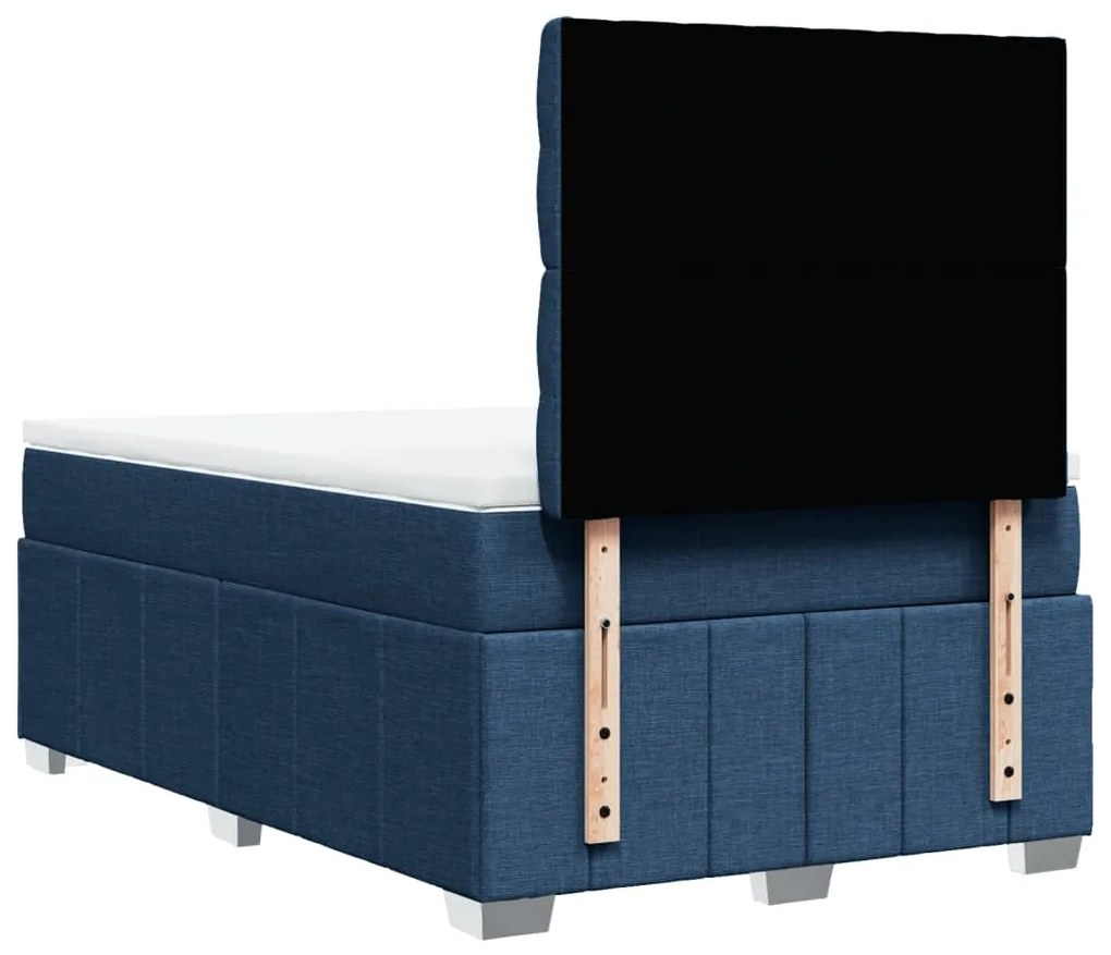 Cama boxspring com colchão 120x190 cm tecido azul