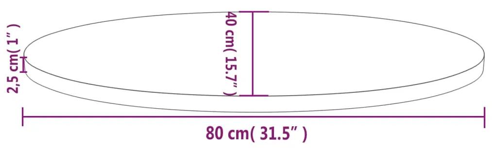 Tampo de mesa oval 80x40x2,5 cm pinho maciço branco