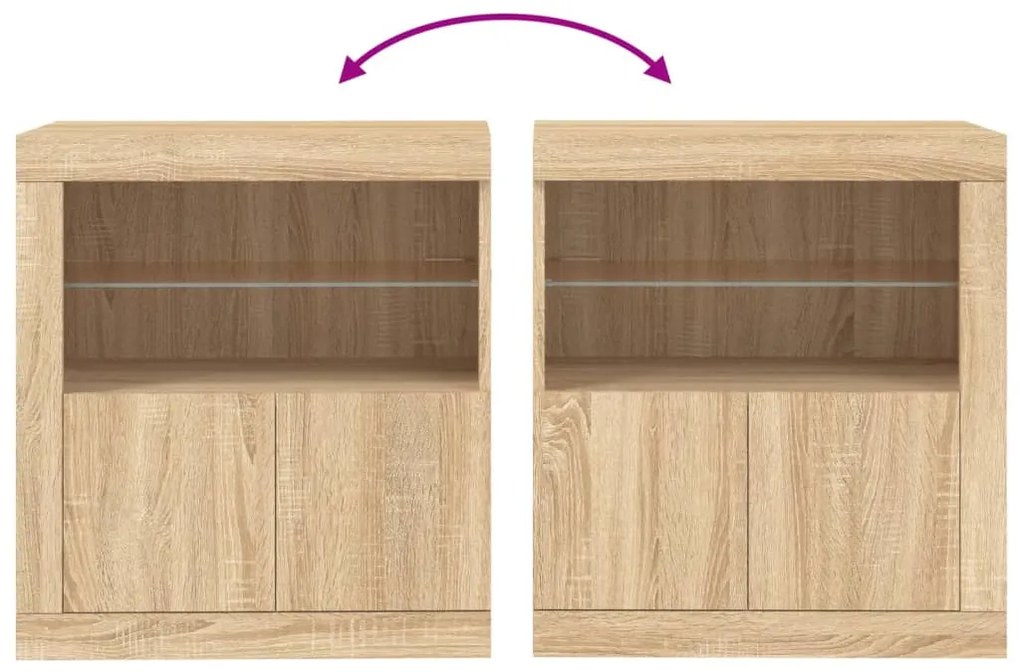 Aparador com luzes LED 60,5x37x67 cm carvalho sonoma