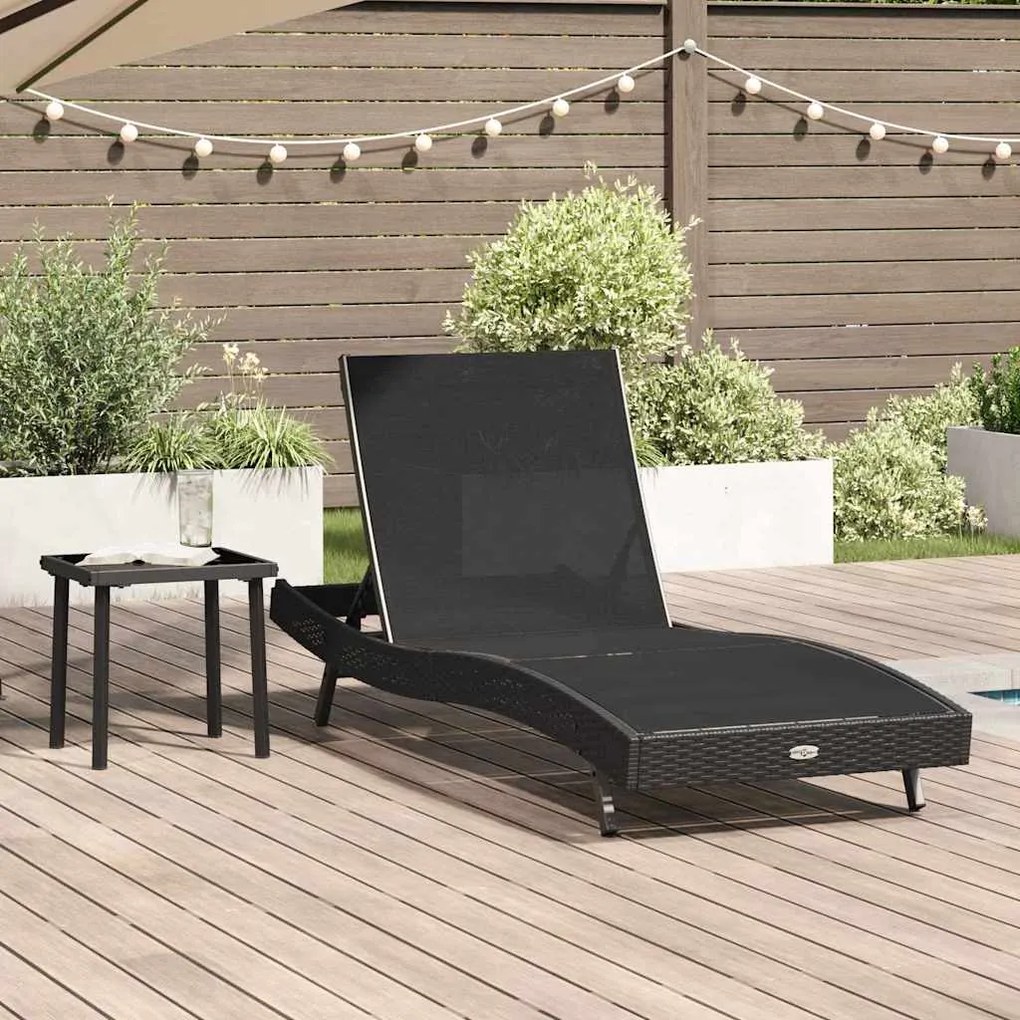 vidaXL Espreguiçadeira 2 pcs Preto 40 x 40 x 40.5 cm Rattan Sintético