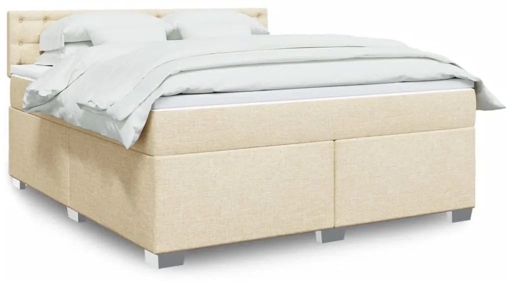 vidaXL Cama com molas/colchão 180x200 cm tecido cor creme
