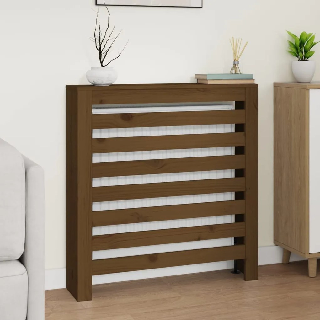 822594 vidaXL Cobertura de radiador 79,5x19x84 cm pinho maciço castanho mel