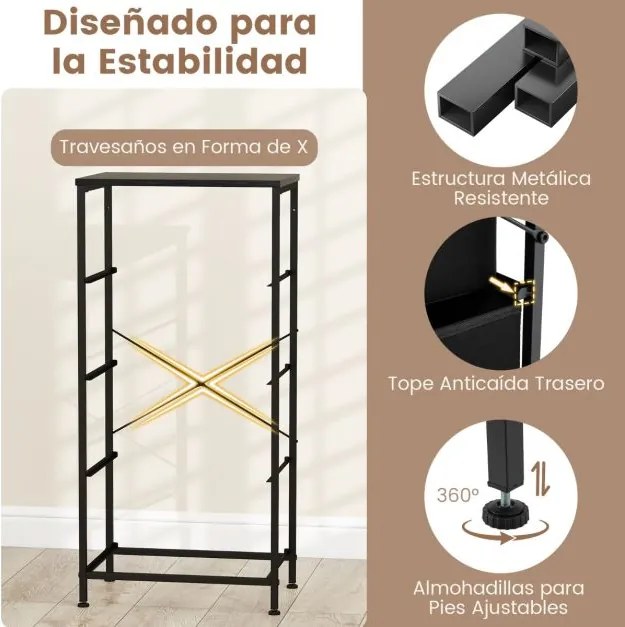 Comoda com 4 gavetas em tecido com tampa de 45 x 30 x 95 cm madeira Puxadores fáceis de puxar e estrutura metálica resistente preta
