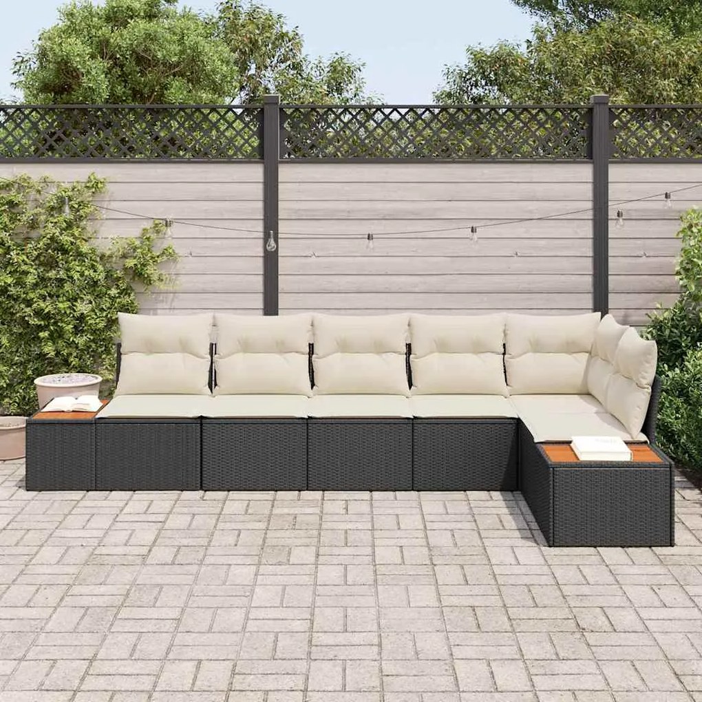 Conjunto de Sofá de Jardim de 6 Peças com Almofadas em Rattan Poliéste