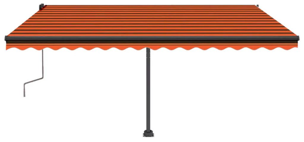 Toldo retrátil manual c/ luzes LED 400x350cm laranja e castanho