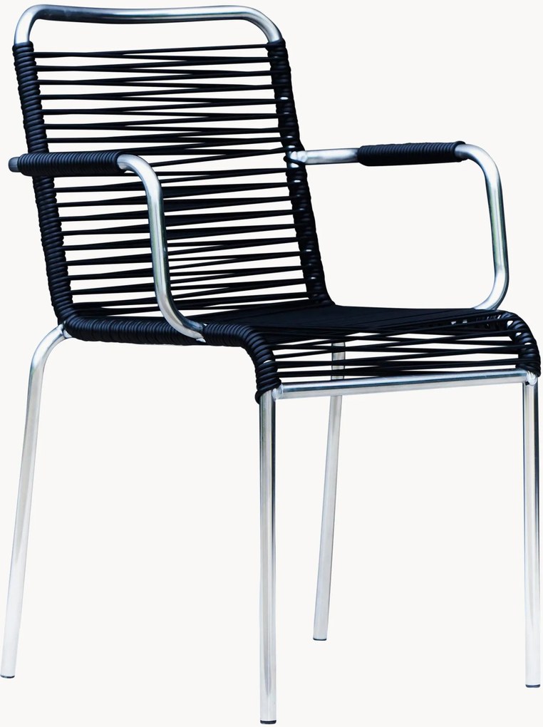 Cadeiras de braços artesanais empilháveis para jardim Mya Spaghetti, conjunto de 4