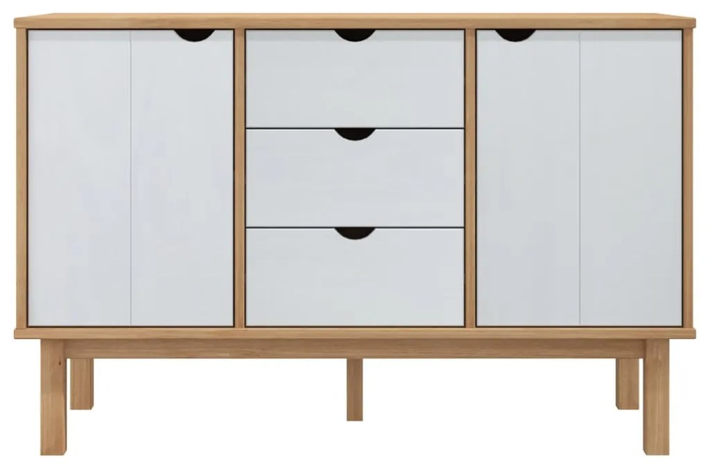 Aparador Sidney em Madeira de Pinho - Branco/Cor Natural - Design Esca