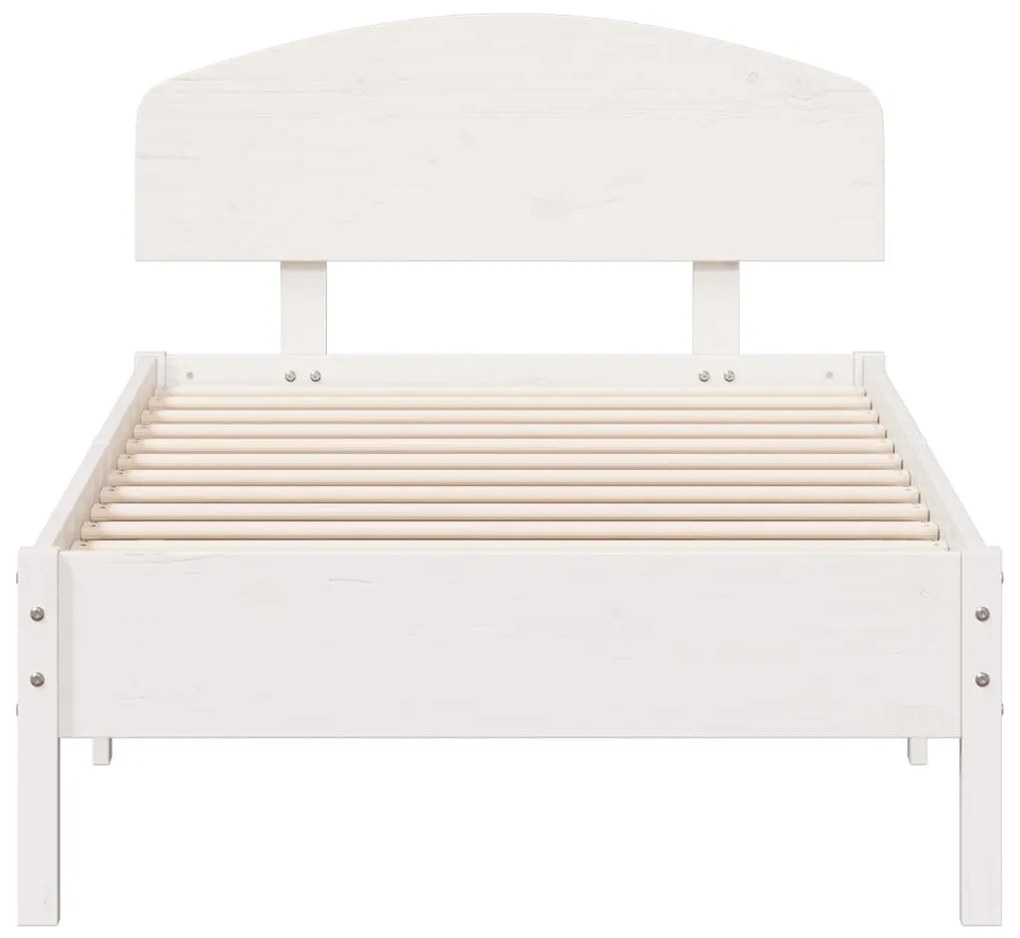 Estrutura de cama com cabeceira 90x200 cm pinho maciço branco