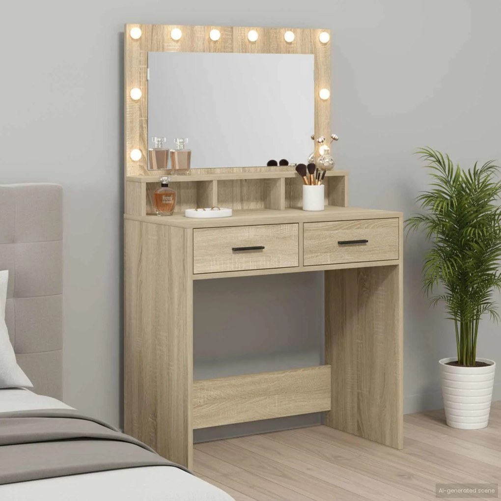 vidaXL Mesa de vestir com gaveta Carvalho Sonoma 79 x 41 x 135 cm