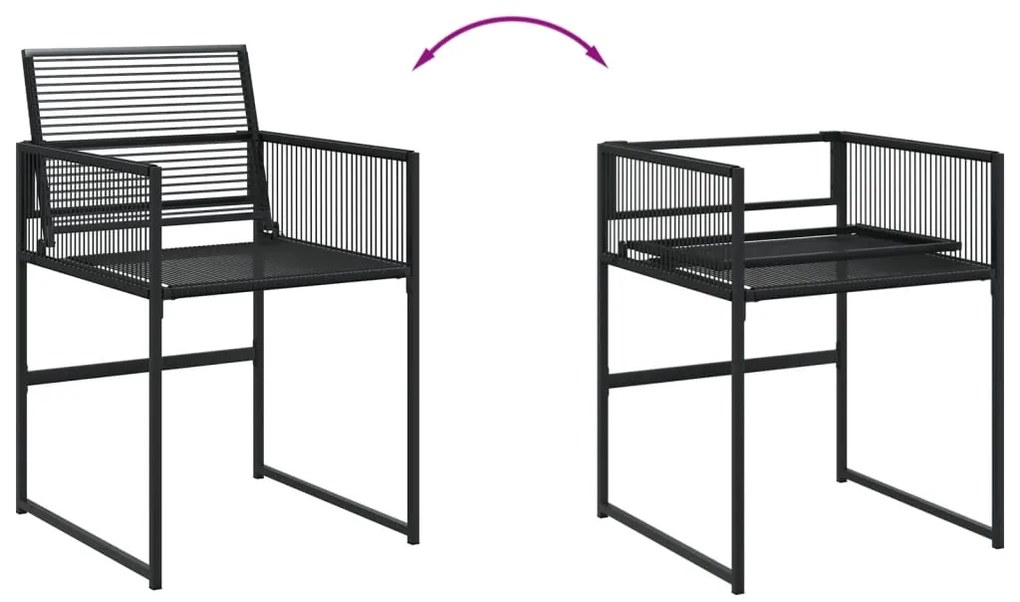 9 pcs conjunto de jantar para jardim vime PE preto