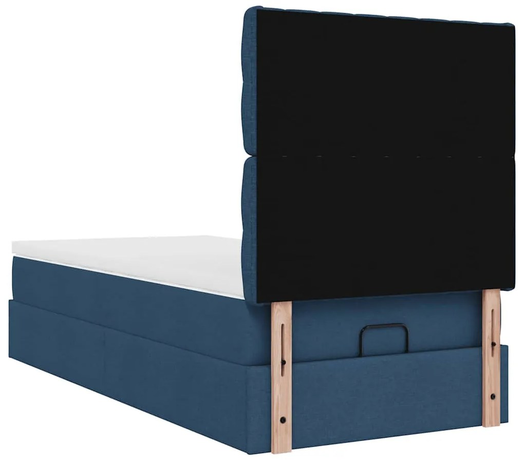 Cama otomana com colchão 90x200 cm tecido azul