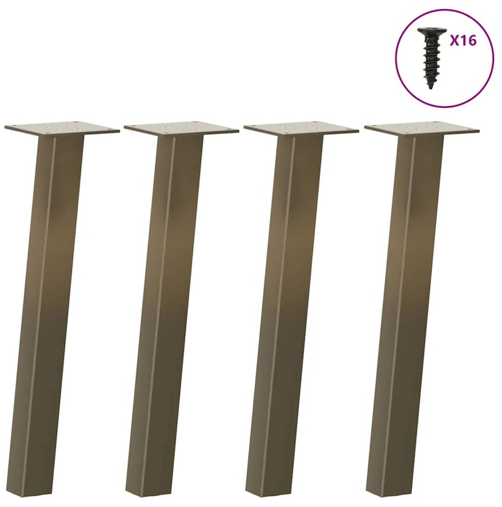 vidaXL Pés para mesa de centro 4 peças aço natural 42 cm aço