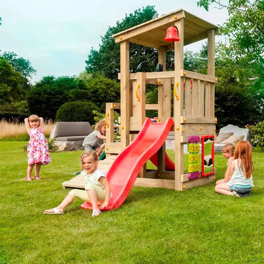 Parque Exterior infantil de madeira com escorrega Torre CASCADE