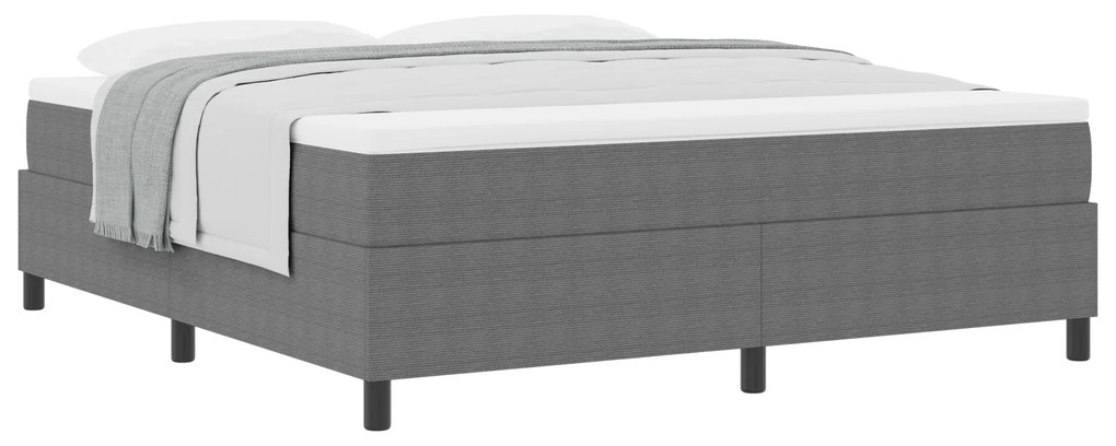 Cama Box com Colchão - Cinza Claro, Super King, Tecido de Cotele