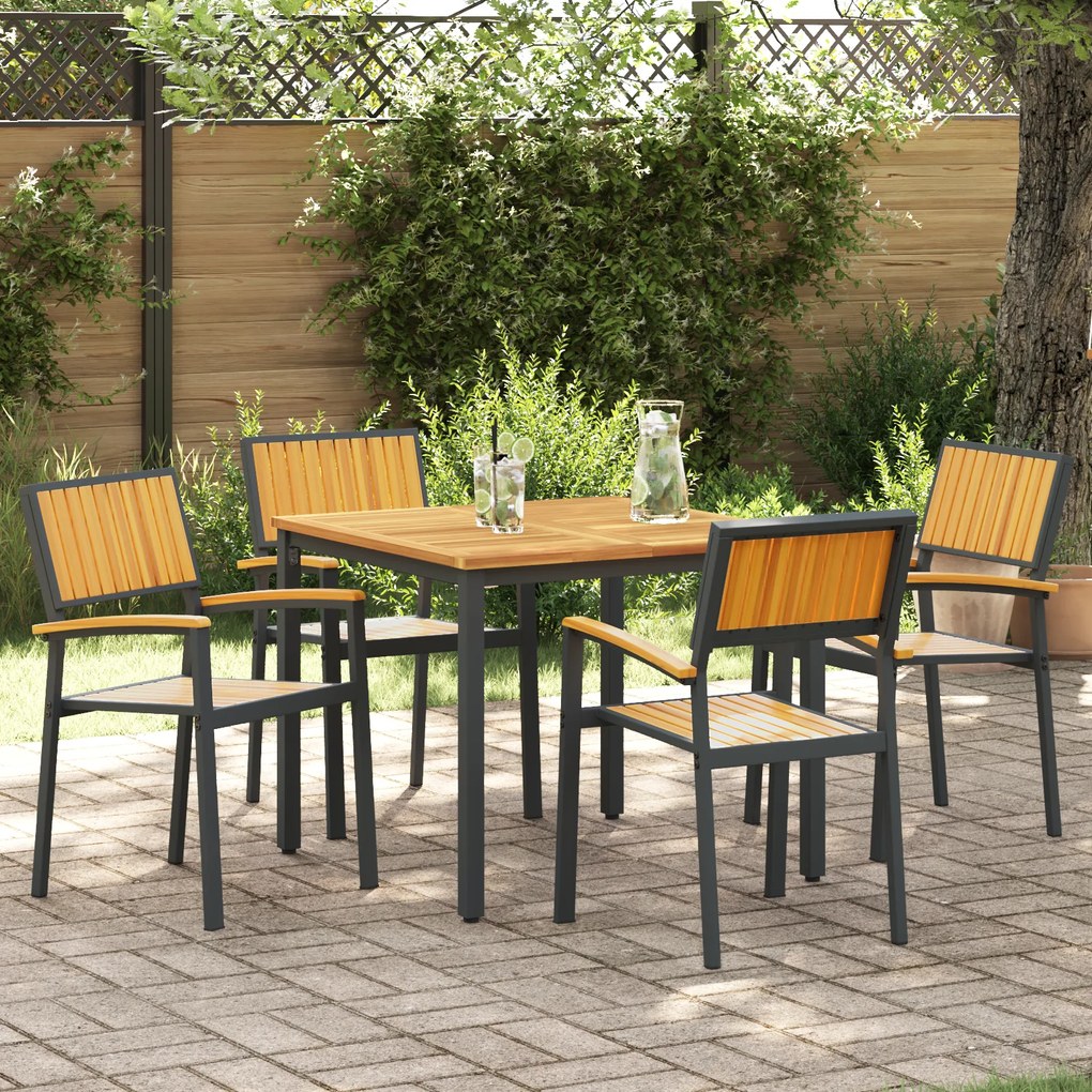 vidaXL Conjunto de Jantar de Jardim 5 Peças em Madeira Sólida de Acácia e Metal
