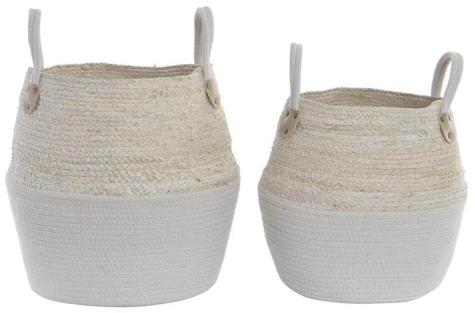 Conjunto de Cestas DKD Home Decor Algodão Fibra (2 pcs) (30 x 30 x 37 cm)