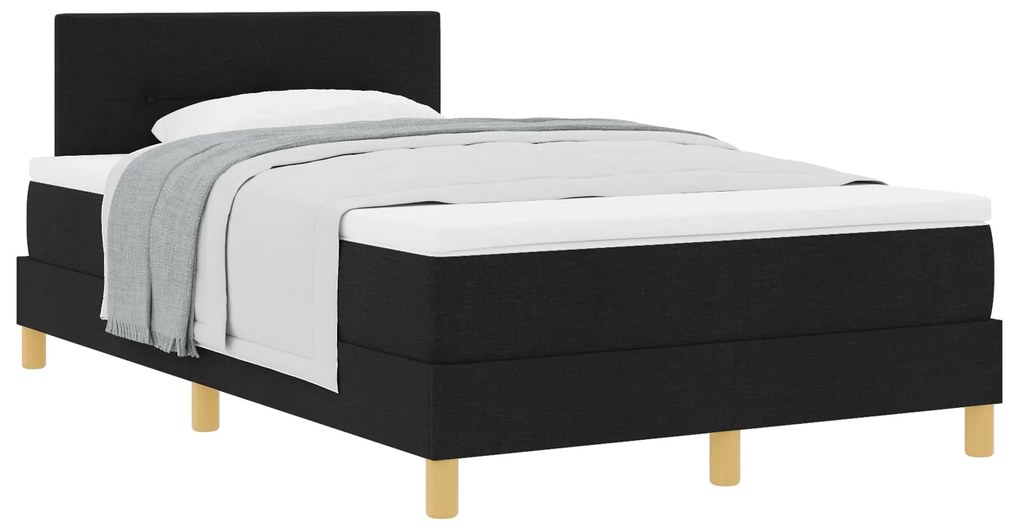 Cama Box Spring com Colchão Preta 120x200 cm Tecido