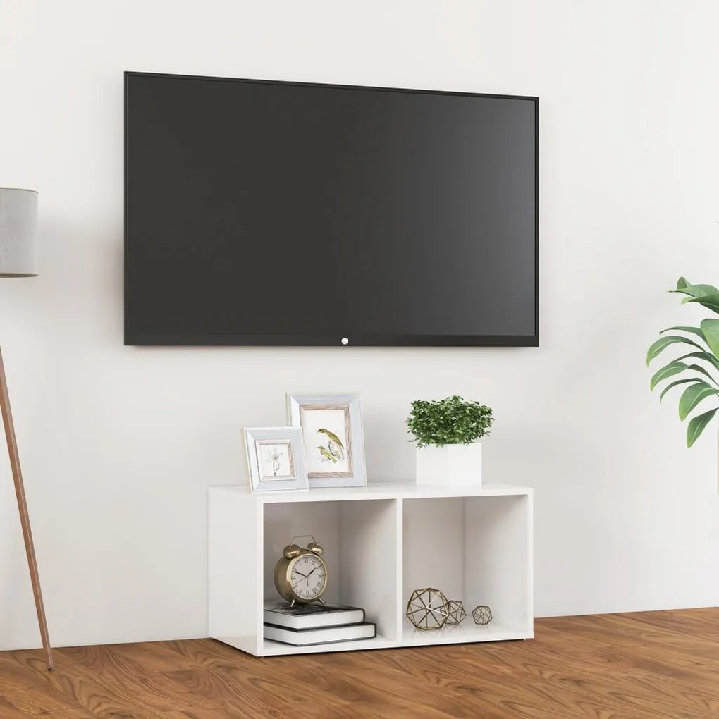vidaXL Móvel de TV 72x35x36,5 cm derivados de madeira branco brilhante