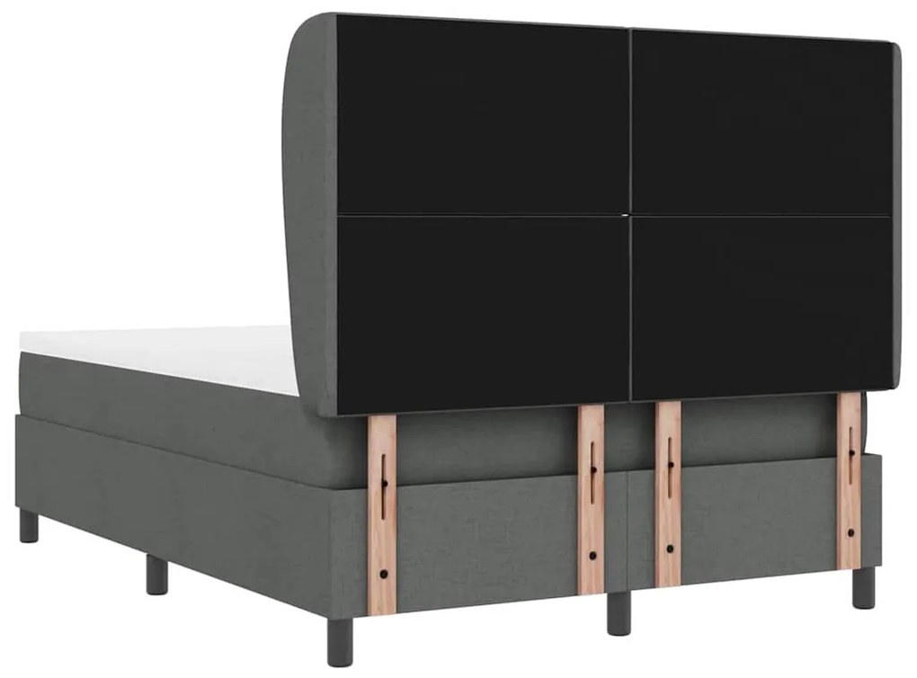 Cama com Estrado e Colchão - Cinza Escuro, 140x190 cm, Tecido
