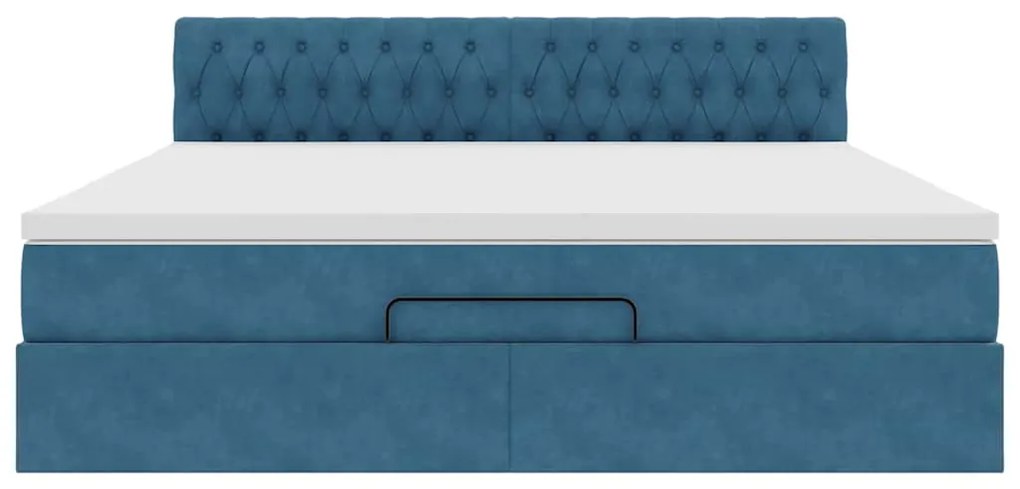Estrutura de cama otomana com colchão 180x200 cm azul escuro