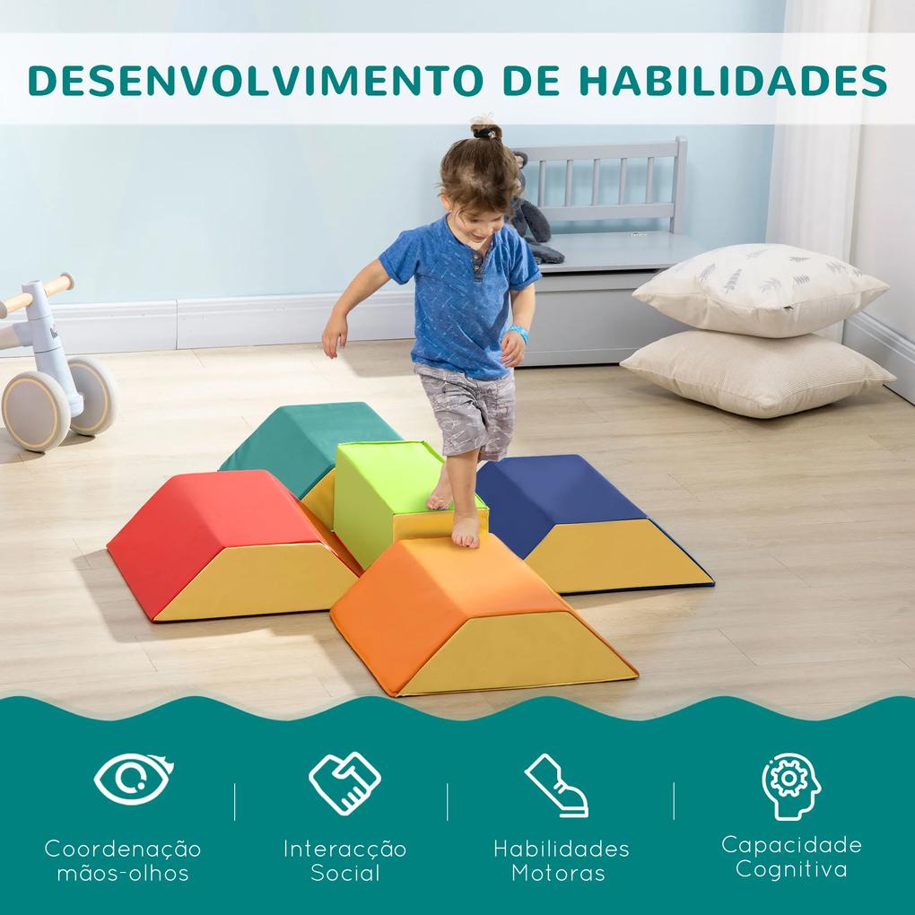 Conjunto de 5 Blocos para Crianças de 18-36 Meses Brinquedo de Construção para Aprendizagem Infantil 48x48x48cm Multicor