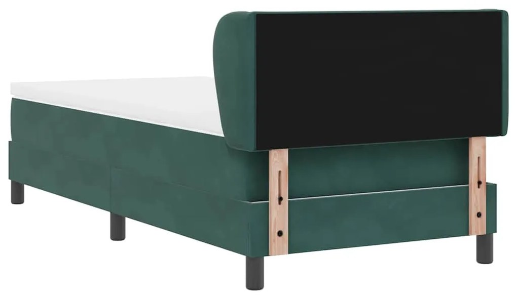 Cama Box Spring com Colchão Verde Escuro 90x200 cm Veludo