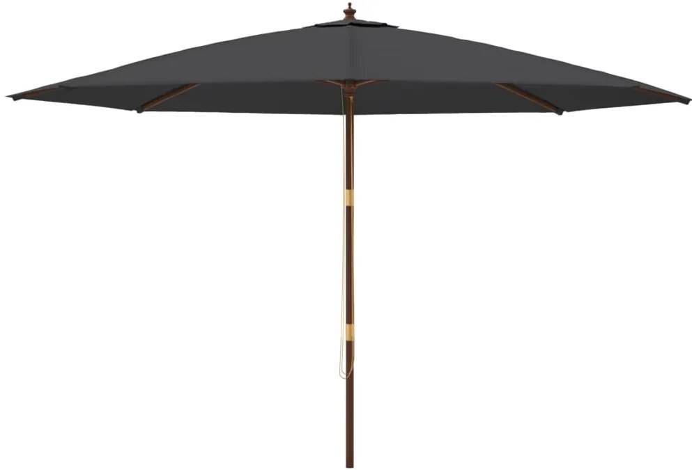 Guarda-sol de jardim com poste de madeira 400x273 cm preto