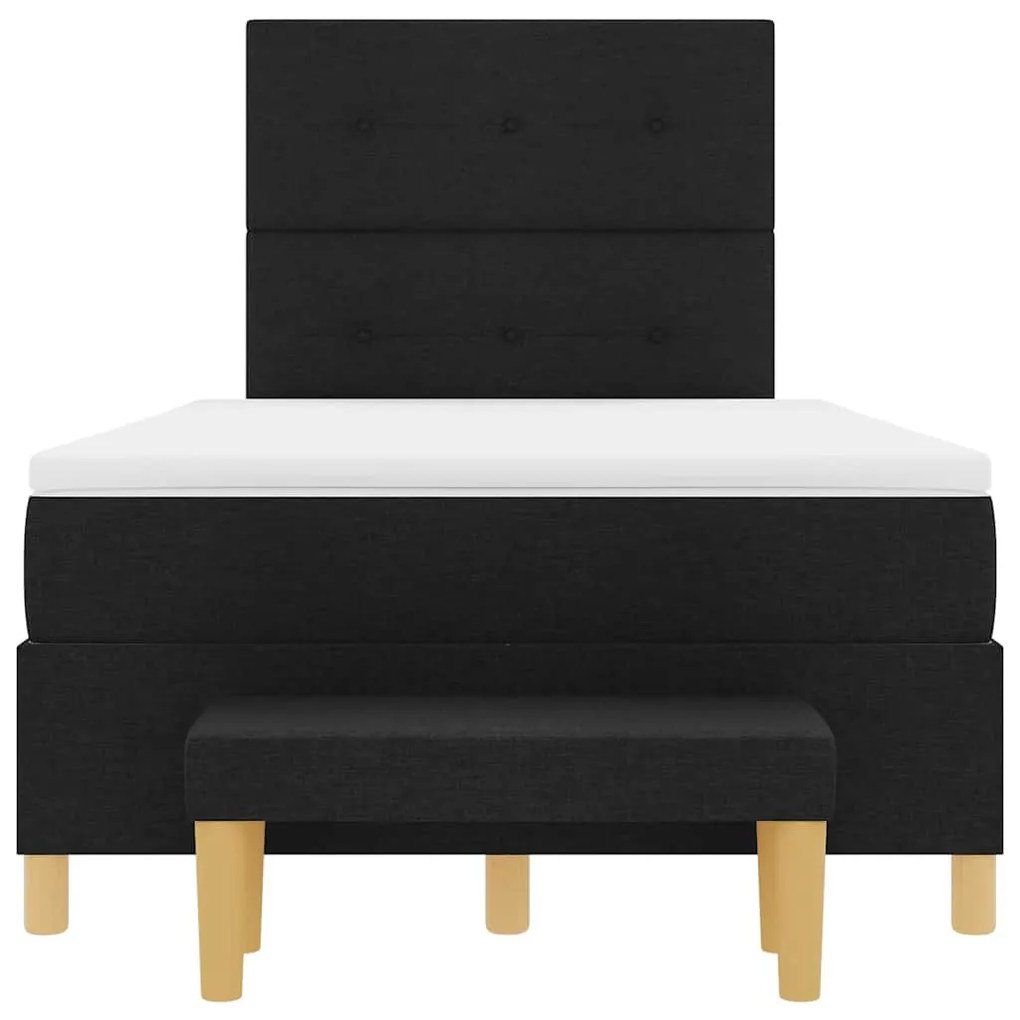 Cama Box Spring com Colchão e Banco vidaXL Preta 120x200 cm Tecido