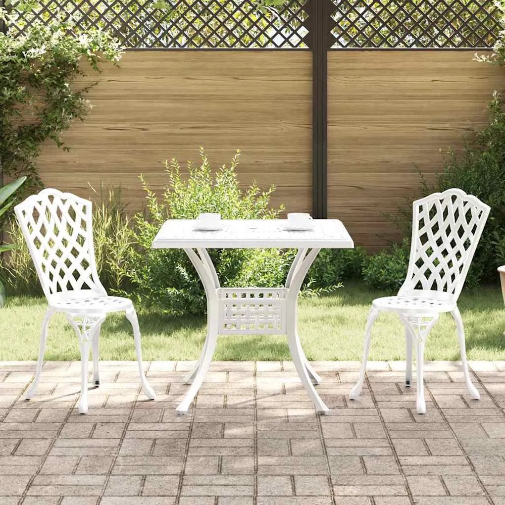 vidaXL Conjunto de Mesa de Jardim 3 pcs Branco 80 x 80 x 75 cm