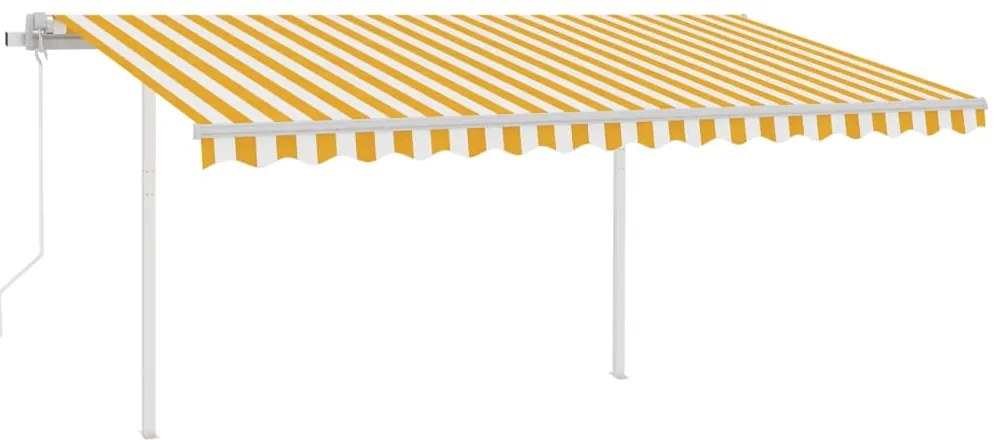 Toldo autom. c/ LED e sensor de vento 4,5x3,5 m amarelo/branco