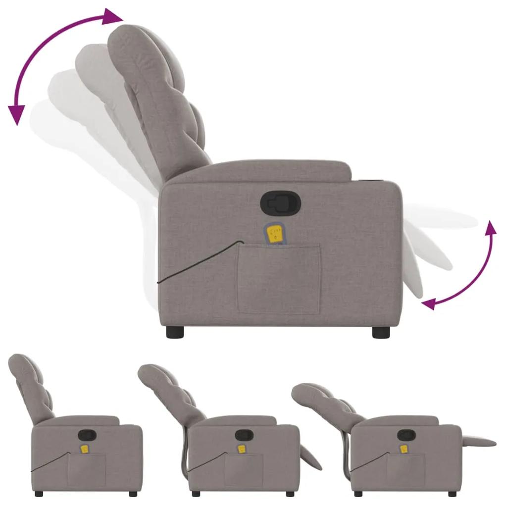 Poltrona de massagens reclinável tecido cinzento-acastanhado