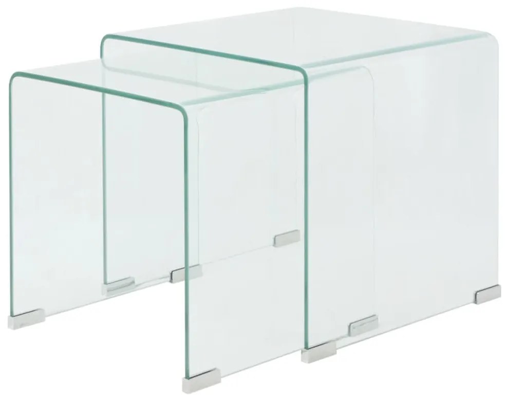Conjunto mesas de encastrar 2 pcs vidro temperado transparente