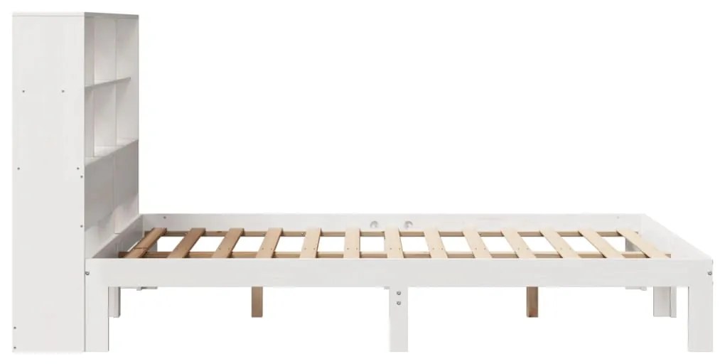 Cama com estante sem colchão 120x200 cm pinho maciço branco