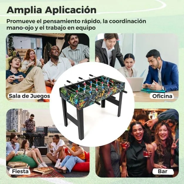 Mini mesa de matraquilhos 2 em 1 para crianças 94 x 51 x 69 cm com pernas removíveis, 2 bolas e marcadores Preta